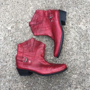 Franco Sarto red leather boots size 8.5